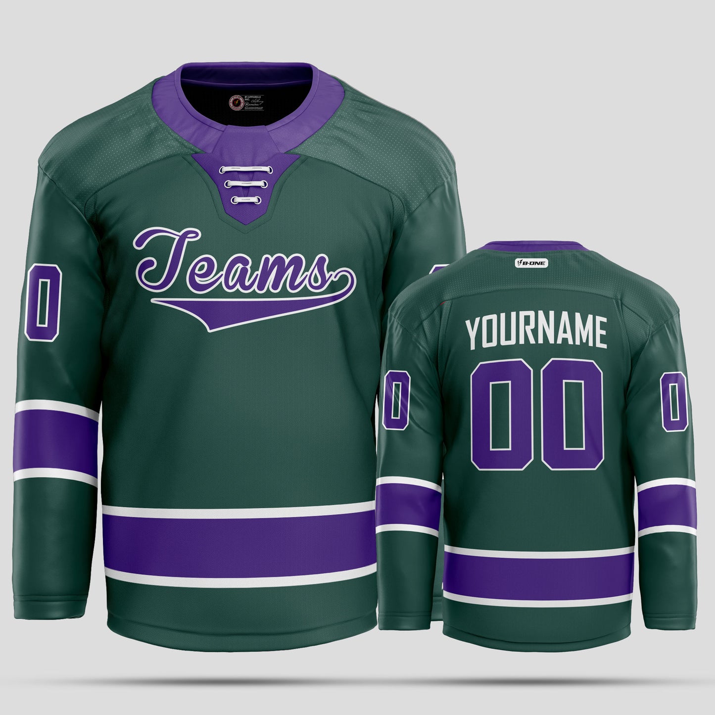 Custom Purple & Green Hockey Jersey with Team Name Personalization