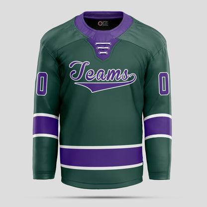 Custom Purple & Green Hockey Jersey with Team Name Personalization