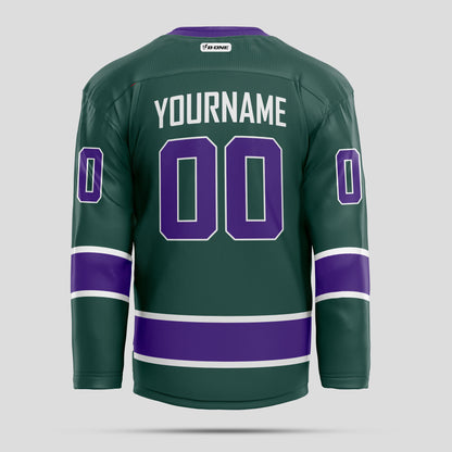 Custom Purple & Green Hockey Jersey with Team Name Personalization