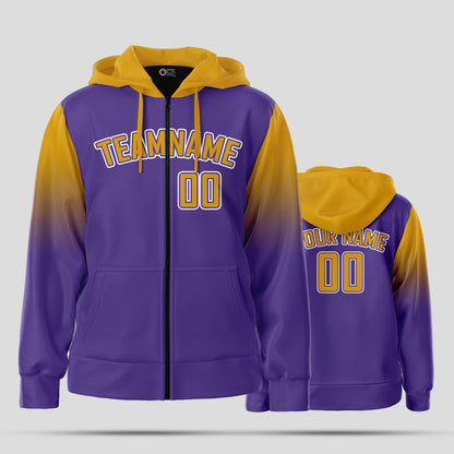 Custom Team Name Purple and Yellow Pullover Sweatshirts Hoodie