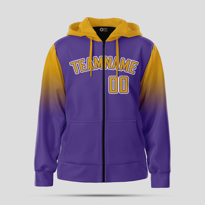 Custom Team Name Purple and Yellow Pullover Sweatshirts Hoodie