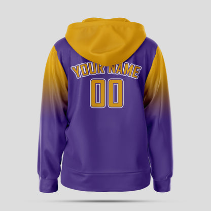 Custom Team Name Purple and Yellow Pullover Sweatshirts Hoodie