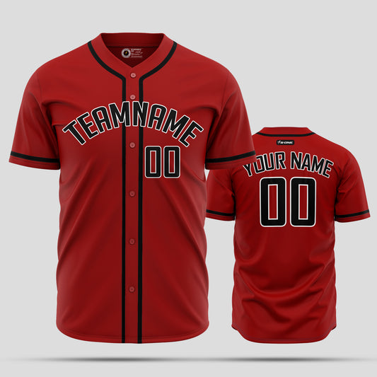 High-Quality Custom Red & Black Baseball Jersey with Team Name