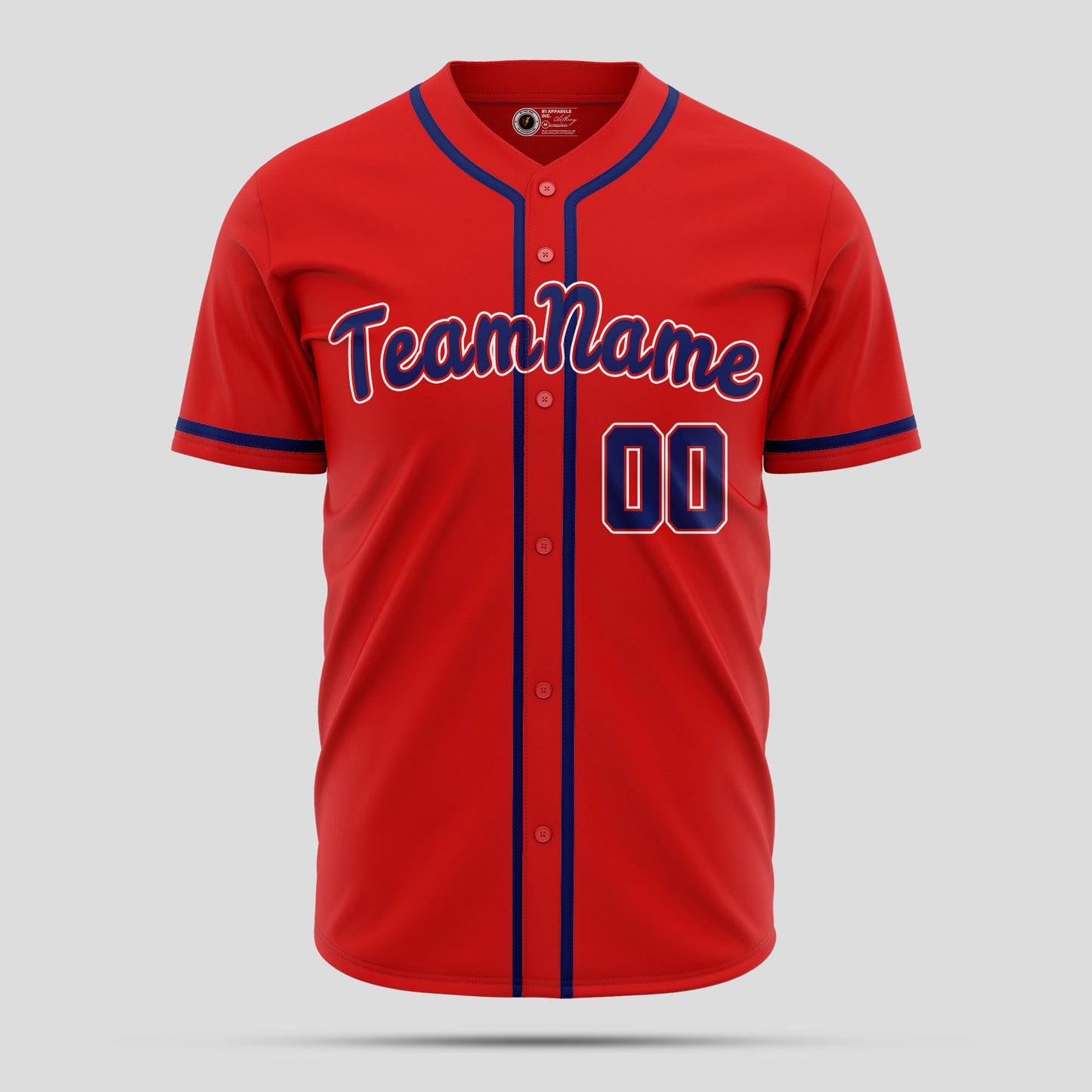 Custom Red & Blue Baseball Jersey with Team Name