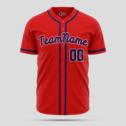 Custom Red & Blue Baseball Jersey with Team Name