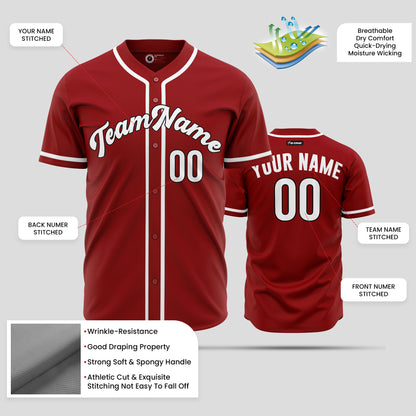 High-Quality Custom Red & White Baseball Jersey with Team Name