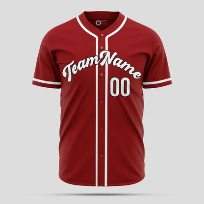 High-Quality Custom Red & White Baseball Jersey with Team Name