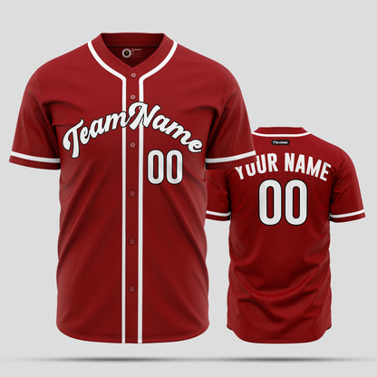 High-Quality Custom Red & White Baseball Jersey with Team Name