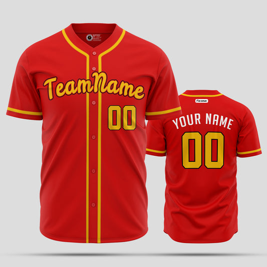 Authentic Custom Red & Yellow Baseball Jersey with Team Name