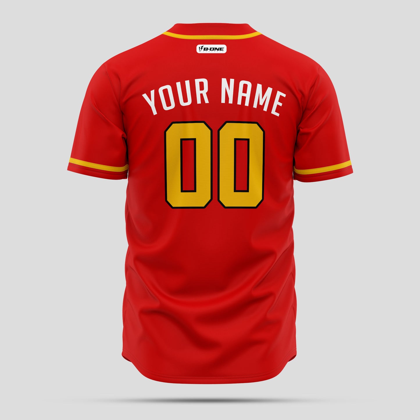 Authentic Custom Red & Yellow Baseball Jersey with Team Name