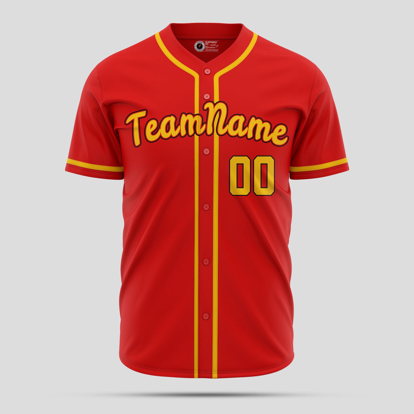 Authentic Custom Red & Yellow Baseball Jersey with Team Name