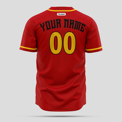 Fine Quality Custom Red & Yellow Baseball Jersey with Team Name