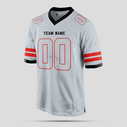 Custom Team Name Silver and Red Authentic Football Jersey – Premium Personalized Sportswear