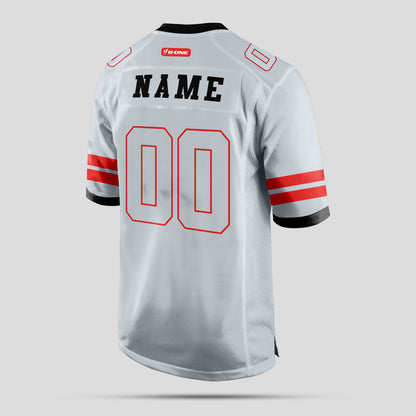 Custom Team Name Silver and Red Authentic Football Jersey – Premium Personalized Sportswear