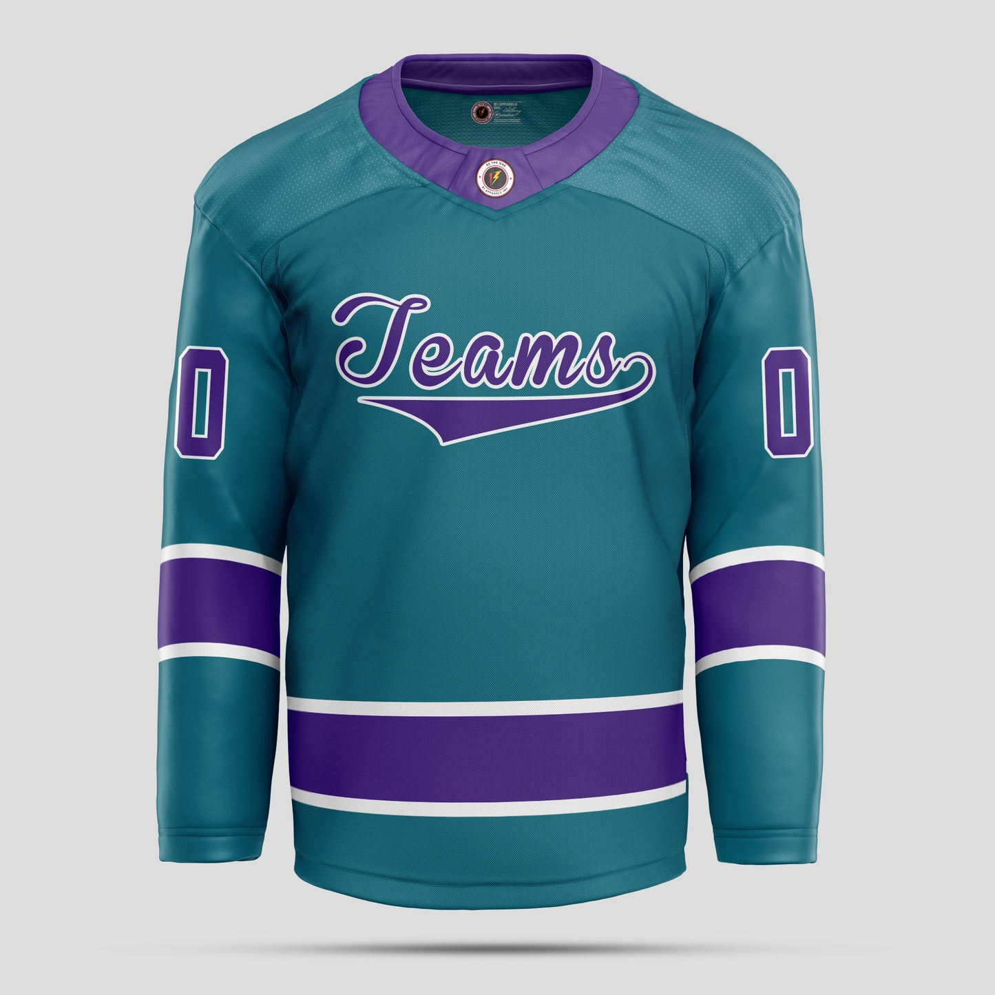 Custom Team Name Teal & Purple Ice Hockey Jersey