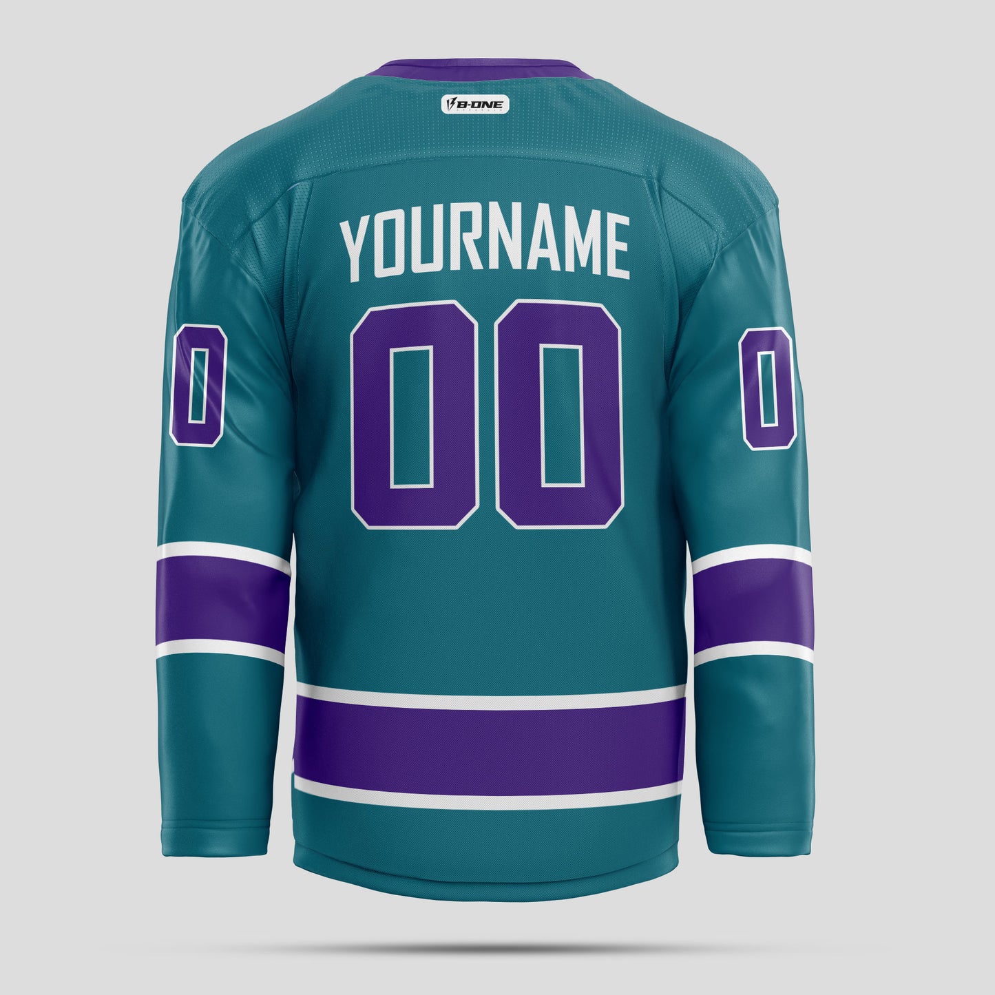 Custom Team Name Teal & Purple Ice Hockey Jersey