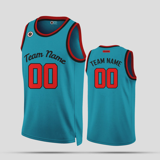 Custom Team Name Teal, Red & Black Basketball Jerseys – Bold & Personalized