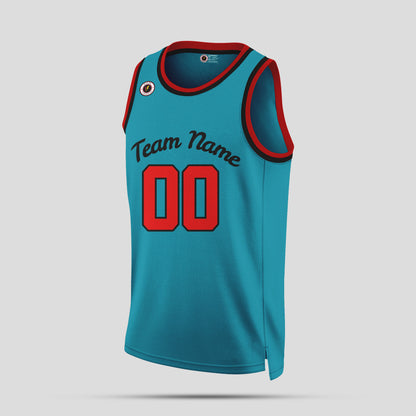 Custom Team Name Teal, Red & Black Basketball Jerseys – Bold & Personalized