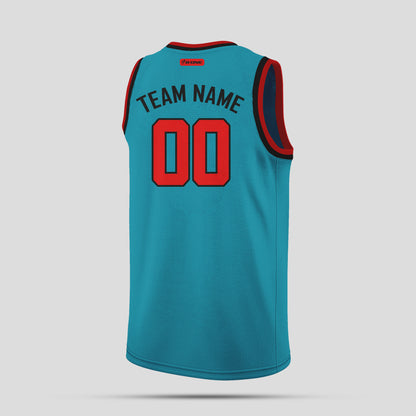 Custom Team Name Teal, Red & Black Basketball Jerseys – Bold & Personalized