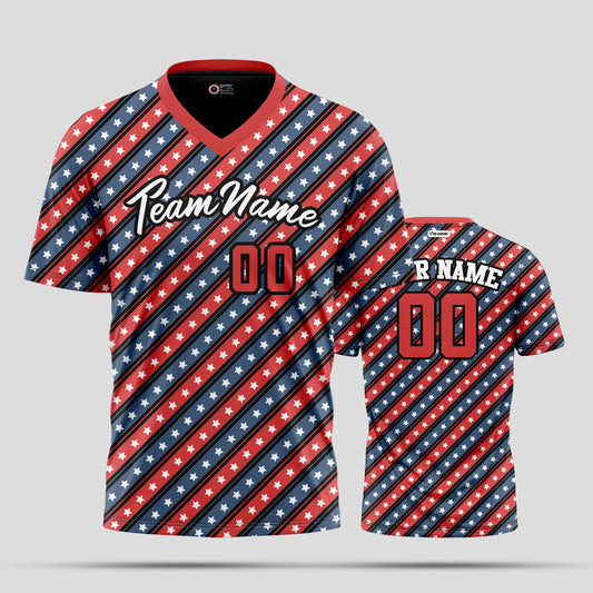 Custom Team Name Red T-Shirts with USA Flag Pattern - Quality Apparel