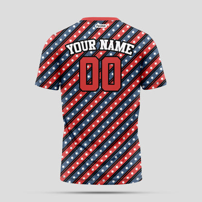 Custom Team Name Red T-Shirts with USA Flag Pattern - Quality Apparel