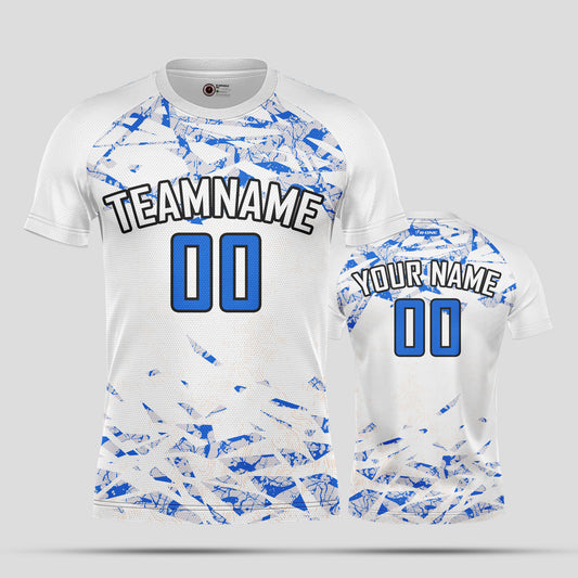 Custom White & Blue Soccer Jerseys with Personalized Team Name