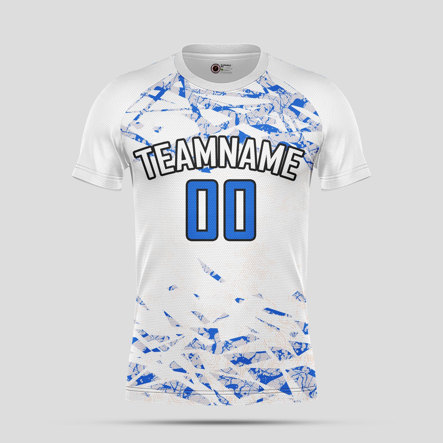 Custom White & Blue Soccer Jerseys with Personalized Team Name