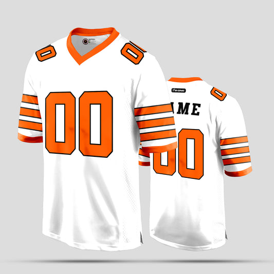 Custom Team Name White and Orange Football Jersey – Personalized for Performance