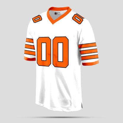 Custom Team Name White and Orange Football Jersey – Personalized for Performance