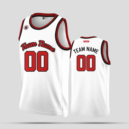 Custom Team Name White & Red Basketball Jerseys – Stylish & Personalized