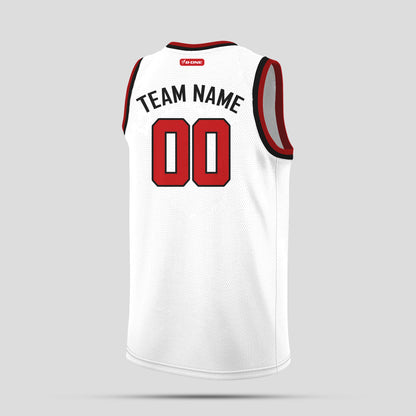 Custom Team Name White & Red Basketball Jerseys – Stylish & Personalized