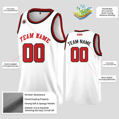 Custom Team Name White & Red Basketball Jerseys – Stylish & Personalized