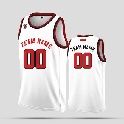 Custom Team Name White & Red Basketball Jerseys – Stylish & Personalized