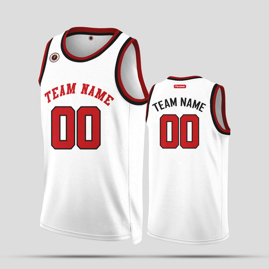 Custom Team Name White & Red Basketball Jerseys – Stylish & Personalized