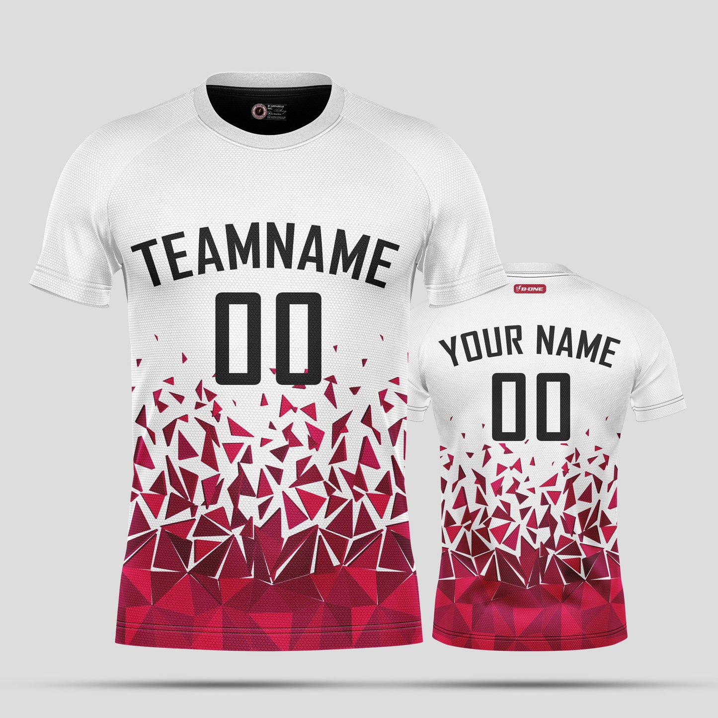 Custom White & Red Soccer Jerseys with Personalized Team Names