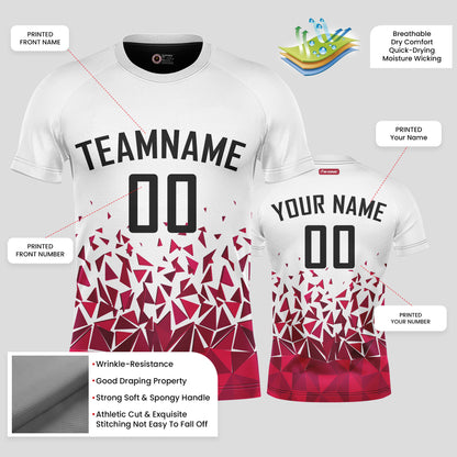 Custom White & Red Soccer Jerseys with Personalized Team Names