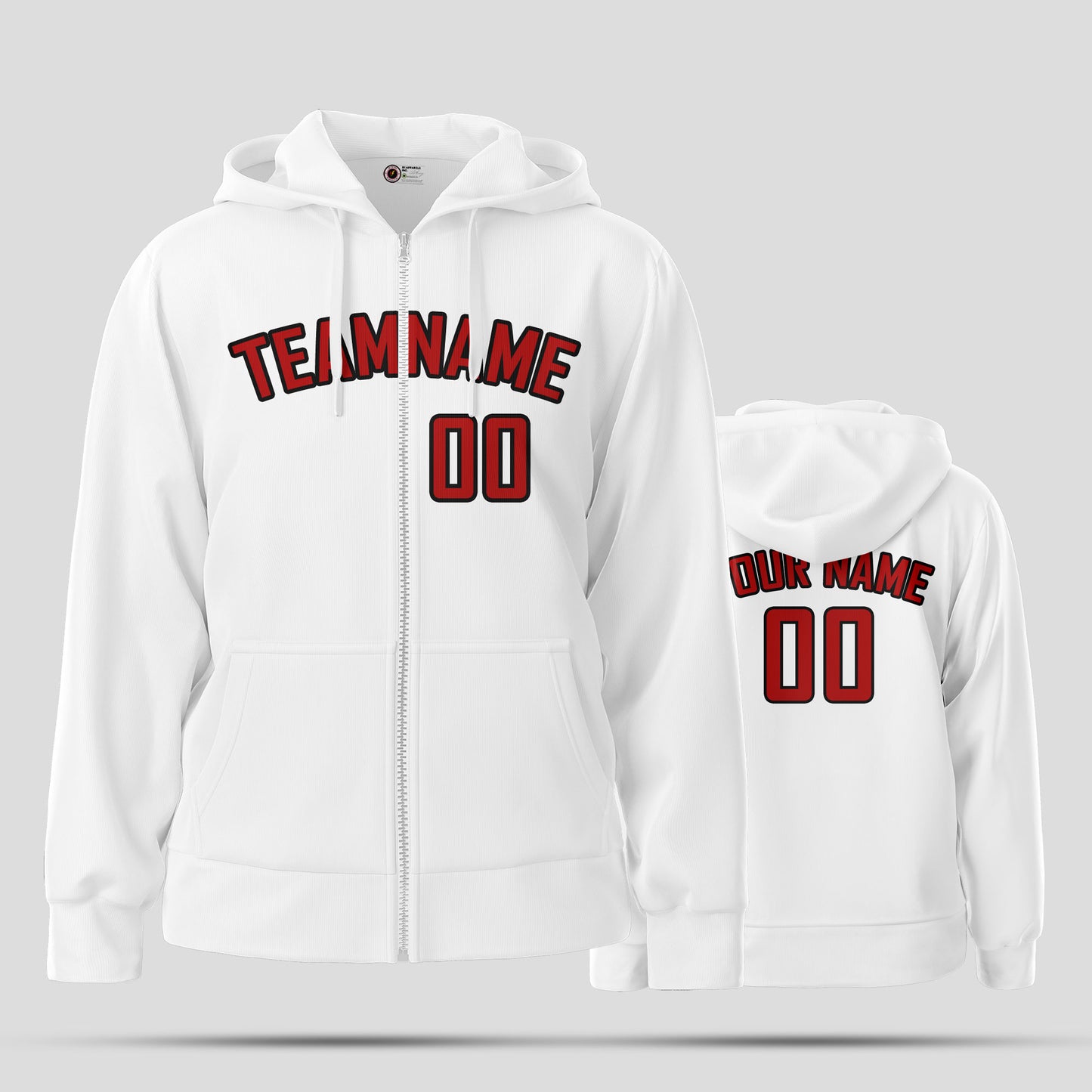 Custom Team Name White and Red Pullover Sweatshirts Hoodie