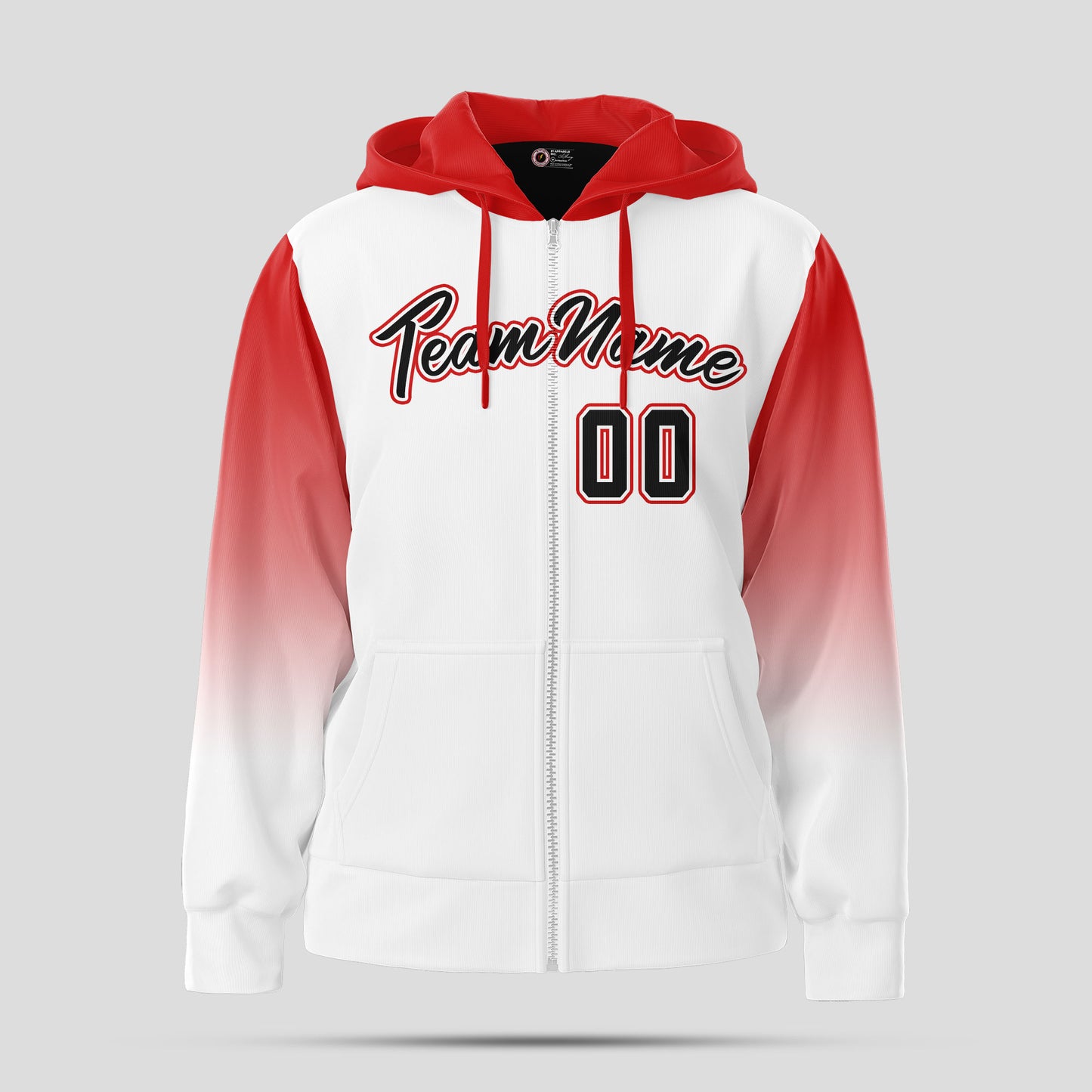 Custom Team Name White and Red Pullover Sweatshirts Hoodie