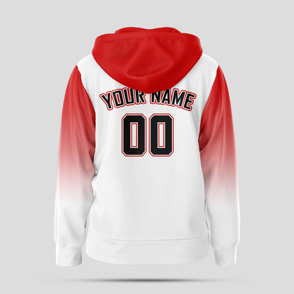 Custom Team Name White and Red Pullover Sweatshirts Hoodie