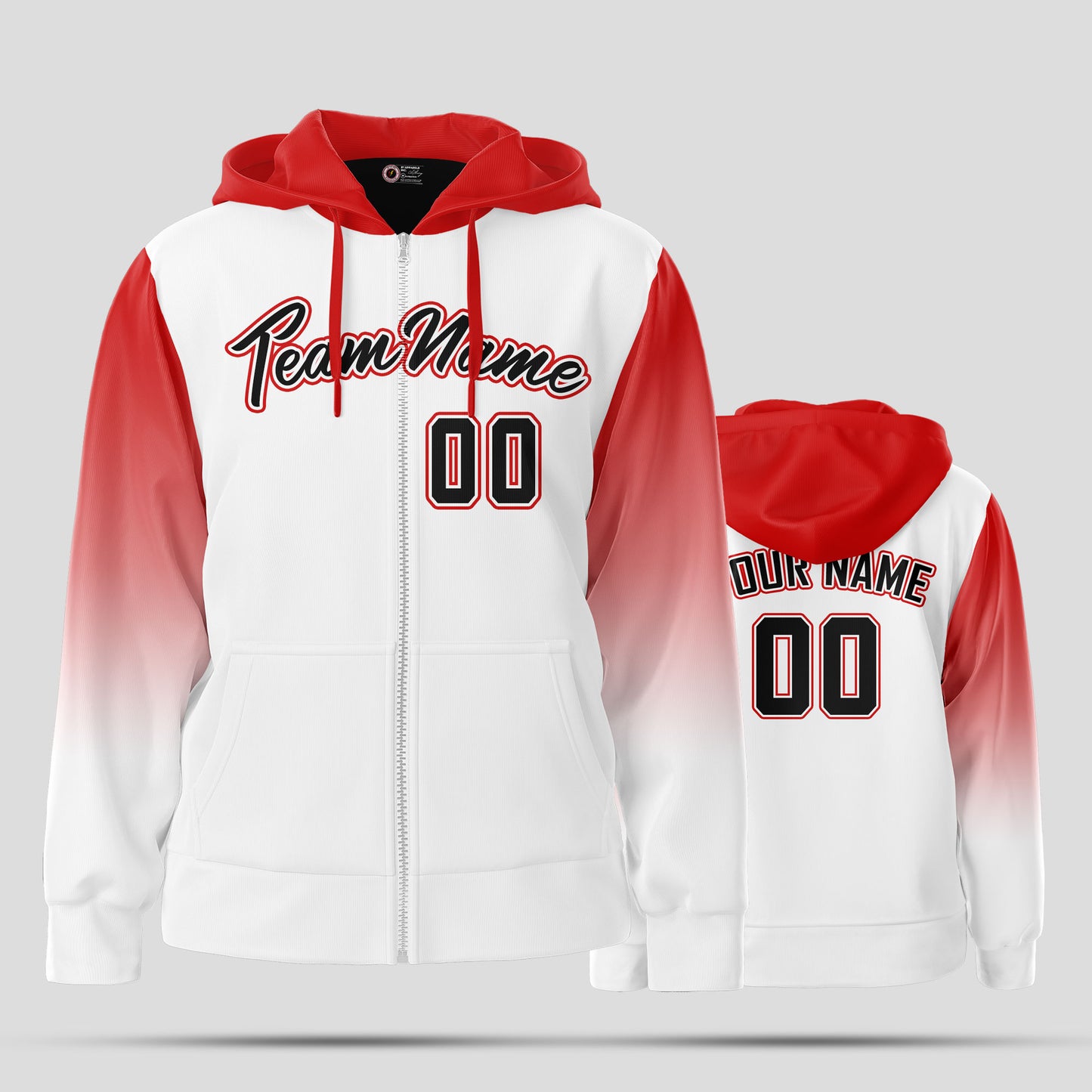 Custom Team Name White and Red Pullover Sweatshirts Hoodie