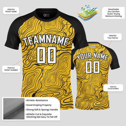 Custom Yellow & Black Soccer Jerseys with Personalized Team Name