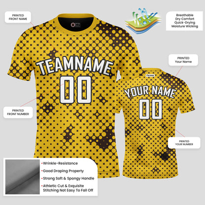 Custom Yellow, Black & White Soccer Jerseys with Personalized Team Name