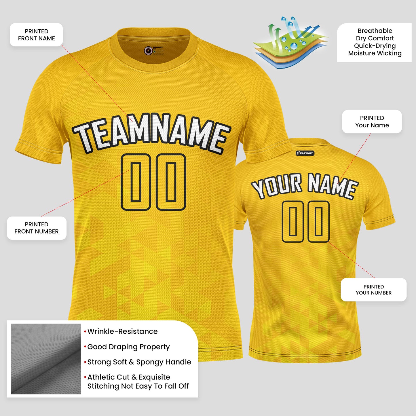 Custom Yellow & White Soccer Jerseys with Personalized Team Names