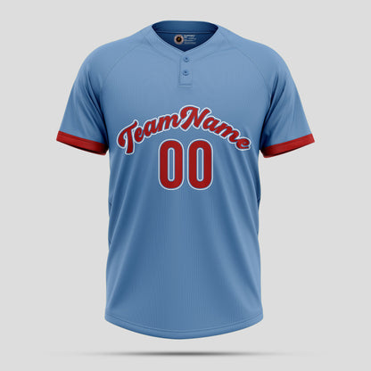 Custom Team Navy Blue and Red Baseball Jersey