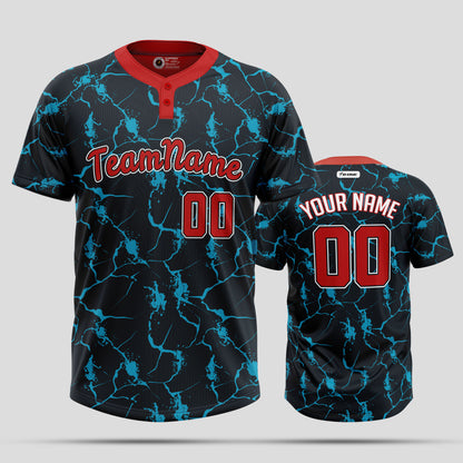 Custom Team Number 3D Pattern Two-Button Baseball Jersey