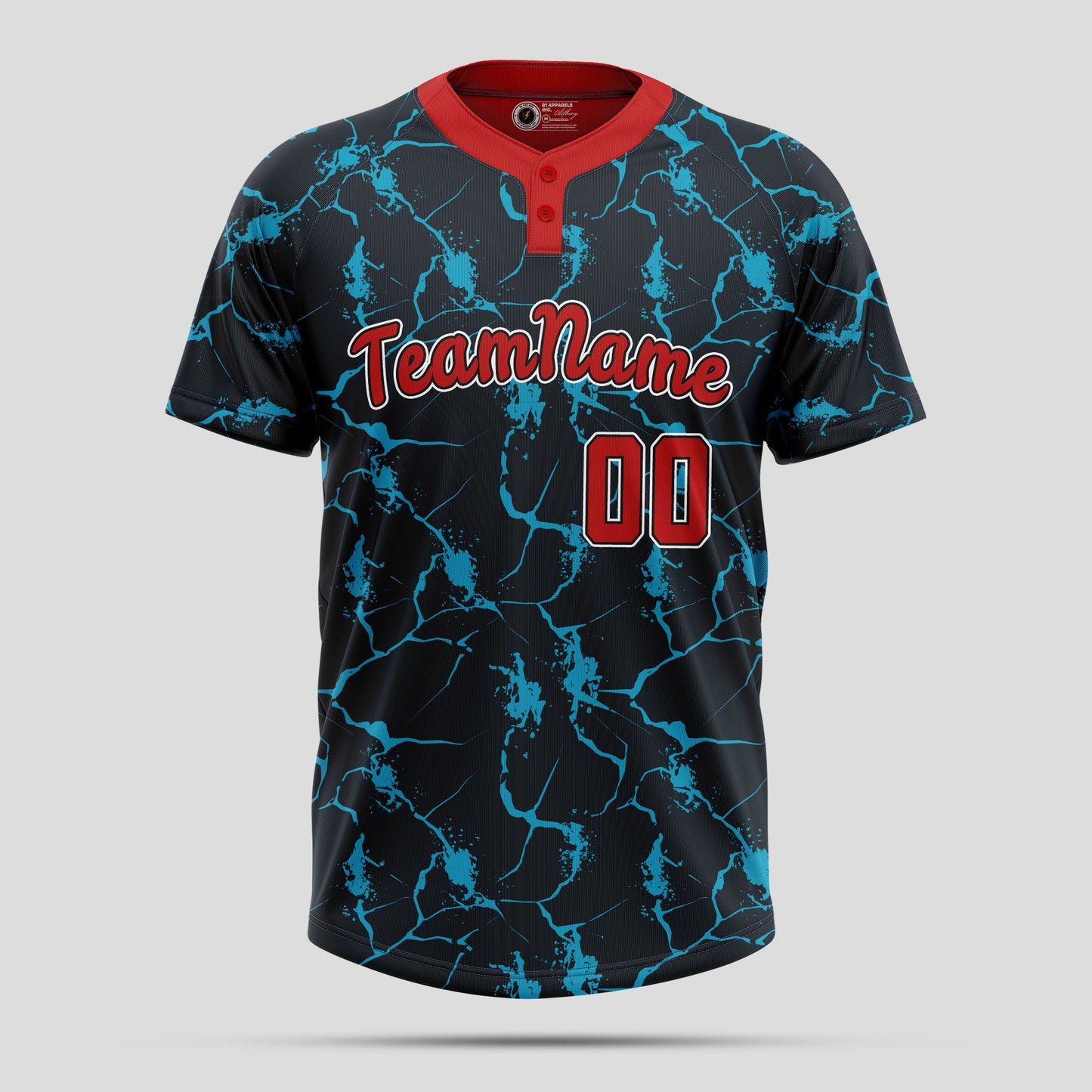 Custom Team Number 3D Pattern Two-Button Baseball Jersey