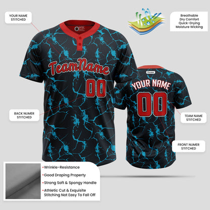 Custom Team Number 3D Pattern Two-Button Baseball Jersey