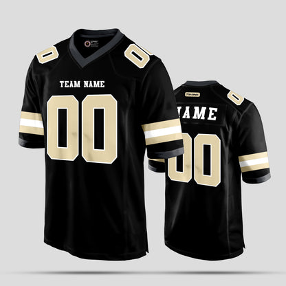 Custom Team Number Black and Old Gold Football Jersey – Personalized Teamwear