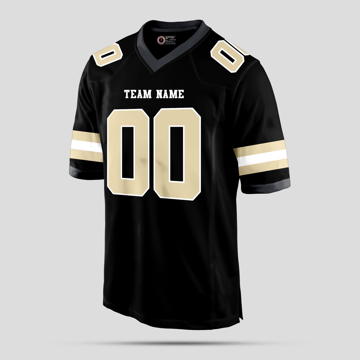 Custom Team Number Black and Old Gold Football Jersey – Personalized Teamwear