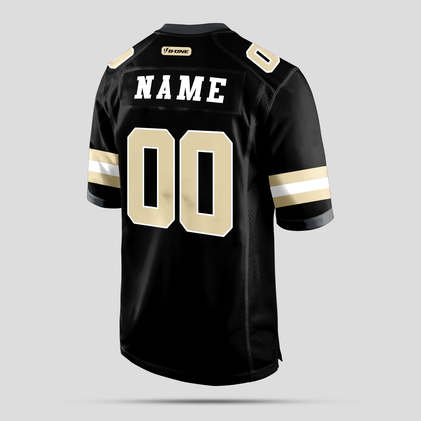 Custom Team Number Black and Old Gold Football Jersey – Personalized Teamwear